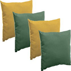 Bank/sier/tuin kussens voor binnen/buiten set 4x stuks groen/geel 40 x 40 cm - Sierkussens