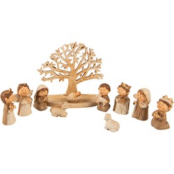 Clayre & Eef Beeld Kerstgroep 10 cm Bruin Polyresin Kerstdecoratie