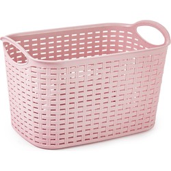Plasticforte opbergmand/kastmandje - 6,4 liter - roze - kunststof - 19 x 29 x 18 cm - Opbergmanden