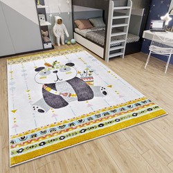 Kindervloerkleed - Adventures Panda Geel/Multicolor - 120 X 170 CM