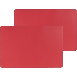 Set van 4x stuks placemats PU-leer/ leer look rood 45 x 30 cm - Placemats