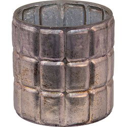 Clayre & Eef Theelichthouder  Ø 10x10 cm Zilverkleurig Glas Rond Waxinelichthouder
