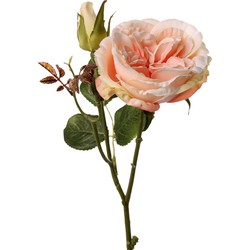 Top Art Kunstbloem roos Little Joy - roze - 38 cm - kunststof steel - decoratie bloemen - Kunstbloemen