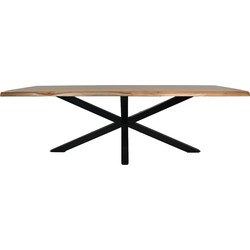 Rechthoekige tafel Soho luxe - 220x100x76 - Naturel/zwart - Acacia/metaal