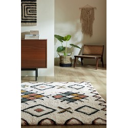 Hoogpolig vloerkleed - Berber Design Midar - 100% Wol - Shaggy - Multi - 120 x 170 cm