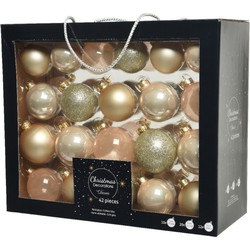 42x stuks glazen kerstballen parel champagne 5-6-7 cm - Kerstbal