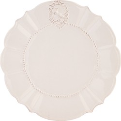 Clayre & Eef Dinerbord  Ø 27 cm Wit Keramiek Rond Eetbord