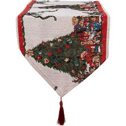 Clayre & Eef Tafelloper Kerst Beige Polyester
