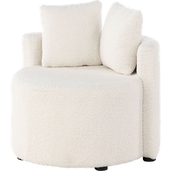 Elina ronde kinderfauteuil teddy wit – met twee kussens