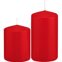 Stompkaarsen set van 2x stuks rood 8 en 12 cm - Stompkaarsen