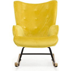 Aemely® Schommelstoel 'Steerne' - Geel Velvet, Blank Hout