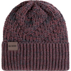 Knit Factory Sally Gebreide Muts Heren & Dames - Big Beanie - Antraciet/Stone Red - One Size - Grof gebreid