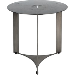 PTMD Ferrum Grey oldnickle metal side table round 50cm