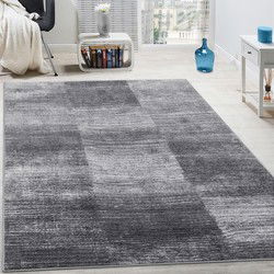 Laagpolig Vloerkleed - Eceria - Geblokt Modern - Grijs - 200x280 cm