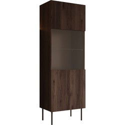 Meubella - Vitrinekast Tartagal - Donkerbruin eiken - 60 cm