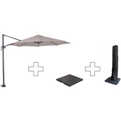 Zweefparasol Hawaii S - met voet en hoes - Zand - 300 cm