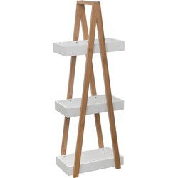 Opbergrek met 3 schappen 30x82 cm - Bamboe/MDF - Wit/Bruin