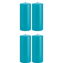 Trend Candles stompkaars - 4x - turquoise - 8 x 20 cm - 119 branduren - Stompkaarsen