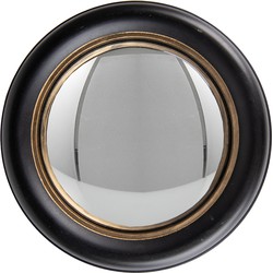 Clayre & Eef Spiegel  Ø 14 cm Zwart Goudkleurig Hout Glas Rond Grote Spiegel