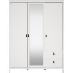 Kleerkast met 3 deuren (waarvan 1 spiegeldeur) en 2 lades wit B150 cm  BARCELONE