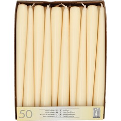 Conpax Candles Dinerkaarsen - 50x stuks - creme wit - 25 cm - Dinerkaarsen