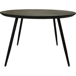 HSM Collection-Ronde Eettafel Zurich-120x120x76-Zwart-Acacia/Metaal