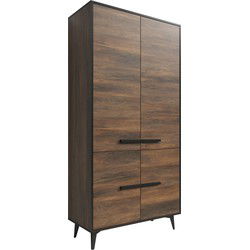 Meubella - Opbergkast Frey - Donker eiken - Zwart - 91 cm