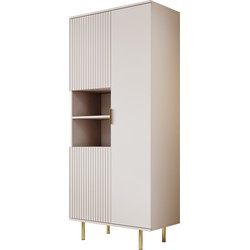 Meubella - Vitrinekast Nicola - Beige - 80 cm