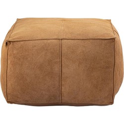 PTMD Poef Marieke - 60x40x60 cm - Suede - Bruin