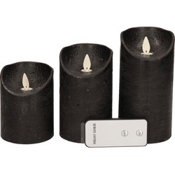 3x Zwarte LED kaarsen op batterijen inclusief afstandsbediening - LED kaarsen