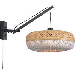 Wandlamp Palawan - Bamboe Zwart/Wit - 55x40x45cm