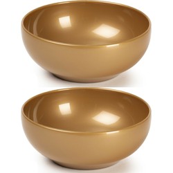 Set van 8x kommetjes/schaaltjes - Dessert/ontbijt - Kunststof - D16 cm - Goud-kleurig - Kommetjes