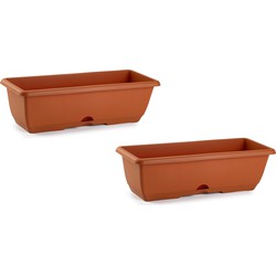 3x stuks plantenbakken terra cotta rechthoekig 60 x 20 x 17 cm - Plantenbakken