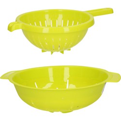 Plasticforte Keuken vergieten/zeef - set 2x - kunststof - groen - dia 23 en 25 cm - Vergieten