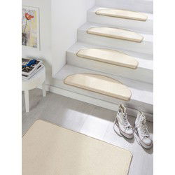 Traploper Uni Laagpolig Effen Vloerkleed - Fancy - Beige  (15 stuks ) - 23x65 cm