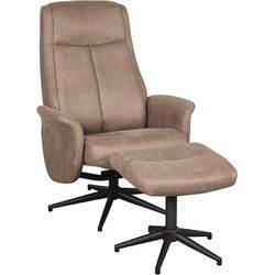 LABEL51 Fauteuil Bergen - Taupe - Micro Suede - Incl. Hocker - 62x77x53 cm