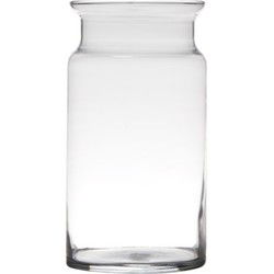 Bloemenvaas melkbus - transparant - cilinder - glas - D15 x H29 cm - Vazen