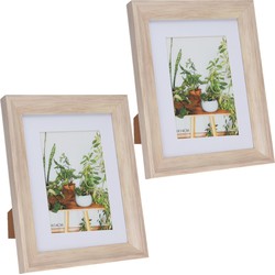 2x stuks kunststof fotolijst hout look geschikt voor een foto van 15 x 20 cm - Fotolijsten