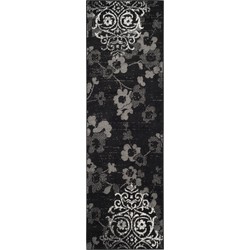 Safavieh Floral Glam Damask Indoor Woven Area Rug, Adirondack Collection, ADR114, in Black & Silver, 76 X 244 cm