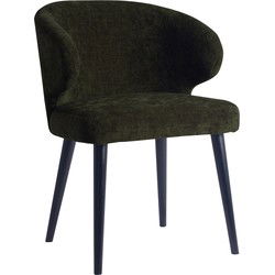 PTMD Fiori Green 1205 Dining Chair Black Wood Legs