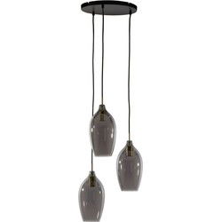 Light & Living - hanglamp - Lukaro - zwart - glas - grote eettafellamp - E27 - 2977527