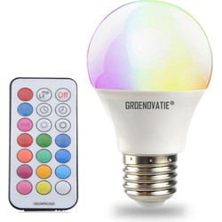 Groenovatie E27 LED Lamp 5W RGBWW Dimbaar Incl. Afstandsbediening