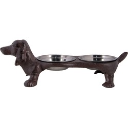 Clayre & Eef Voerbak Hond  Hond 43x20x14 cm Bruin Ijzer Rechthoek Voerbak Kat