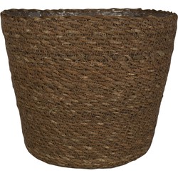 Steege Plantenmand - zeegras - rotan - bruin - 18 x 16 cm - Plantenpotten