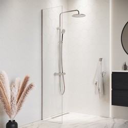 Badplaats Douchewand Florida 40 x 200 cm - Chroom – Inloopdouche 8 mm Veiligheidsglas
