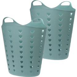 Flexibele wasmand - 2x - groen - 60 liter - kunststof - 47 x 50 cm - Wasmanden
