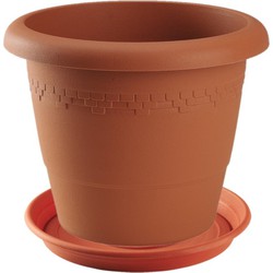 1x stuks bloempot met onderschaal terra cotta rond diameter 50 cm - Plantenpotten