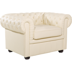 Beliani CHESTERFIELD - Fauteuil-Beige-Leer