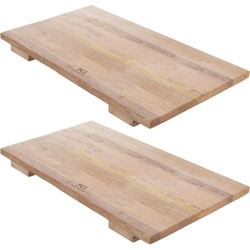 2x Stuks grote snijplank/serveerplank op pootjes rechthoek 58 x 38 cm van mango hout - Snijplanken