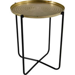 Lesli Living Bijzettafel - goud/zwart - rond - metaal - 50 cm - Bijzettafels